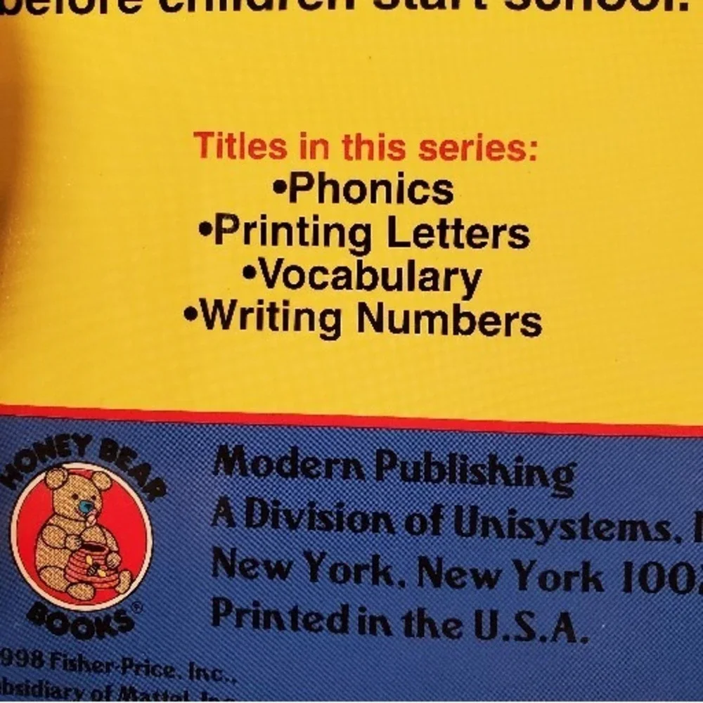 Vintage 1998 Fisher Price Preschool Practice Book Printing Letters Workbook